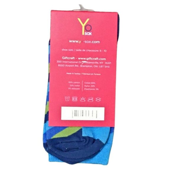 Yo Sox | Women's Blue & Green Striped Fashion Crew Socks | Size 6-10 - Picture 2 of 2
